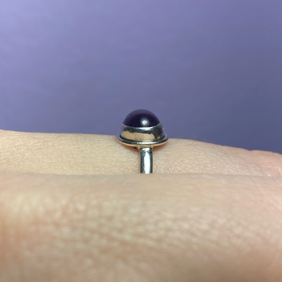 AMETHYST CABOCHON IN 925 STERLING SILVER RING - Picture 5 of 13